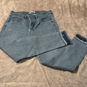 LOFT Denim Cropped Jeans with Frayed Hem